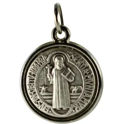 Palais du Rosaire Petite Médaille de Saint Benoît en métal argenté 1,7cm^ Médaille Et Croix Métal | Médaille De Saint
