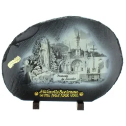 Palais du Rosaire Plaque Funéraire de Lourdes en Ardoise des Pyrénées 33x24cm^ Plaque Funéraire