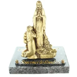 Palais du Rosaire Plaque funéraire en granit de l'Apparition debout en bronze de 17cm^ Plaque Funéraire