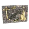 Palais du Rosaire Plaque funéraire en granit Apparition et croix en bronze de 18x12cm^ Plaque Funéraire