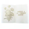 Palais du Rosaire Plaque "Merci à la Vierge Marie" en forme de livre en résine blanche et or 15x21cm^ Cadre Religieux