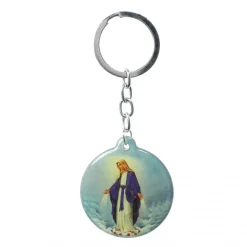 Palais du Rosaire Porte clé rond de la Vierge Miraculeuse en résine de couleur^ Porte-Clés