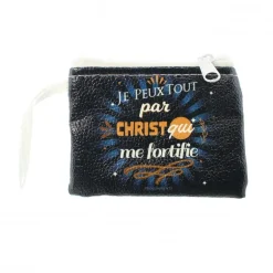 Palais du Rosaire Porte monnaie "Je peux tout par Christ qui me fortifie" 9x11cm^ Porte-Monnaie