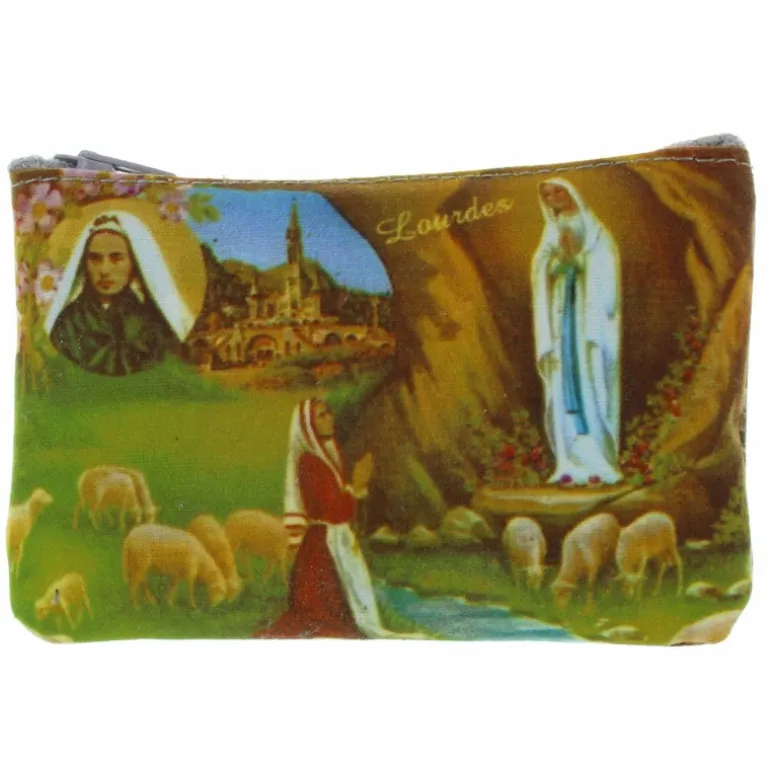 Palais du Rosaire Porte-monnaie en toile décoré d'images de Lourdes^ Porte-Monnaie