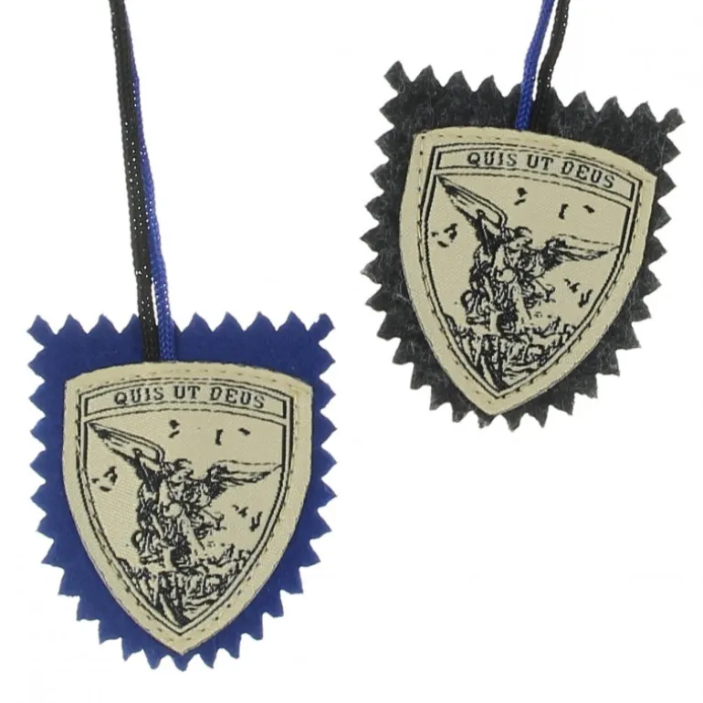 Palais du Rosaire Scapulaire en tissu de Saint Michel au Bouclier avec guide de prière^ Collier Scapulaire