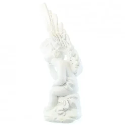 Palais du Rosaire Statue Ange blanc 27 cm assis en résine^ Statue Ange