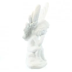 Palais du Rosaire Statue Ange blanc 27 cm assis en résine^ Statue Ange