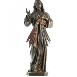 Palais du Rosaire Statue Christ Miséricordieux de 22cm en bronze coulé a froid^ Statue Funéraire | Jésus Miséricordieux