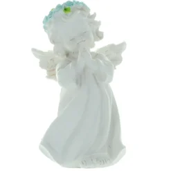 Palais du Rosaire Statue d'Ange debout avec une couronne de roses colorées 13cm^ Baptême