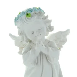 Palais du Rosaire Statue d'Ange debout avec une couronne de roses colorées 13cm^ Baptême