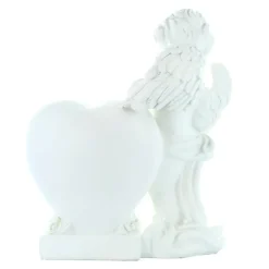 Palais du Rosaire Statue d'Ange debout en résine avec un coeur contenant une bougie 30cm^ Bougeoir | Statue Ange