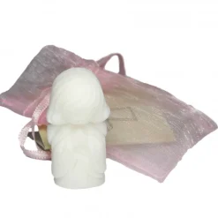 Palais du Rosaire Statue d'Ange gardien en albatre en sachet de tulle 4,5cm^ Statue Ange