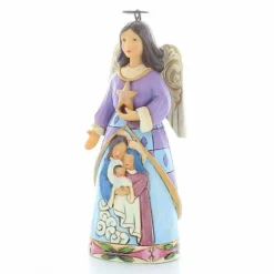 Palais du Rosaire Statue d'Ange gardien en résine avec une étoile - Résine - 18,5cm^ Décoration De Noël