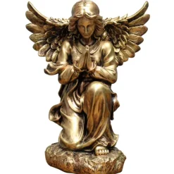 Palais du Rosaire Statue d'Ange priant en résine effet bronze 50cm^ Statue Ange