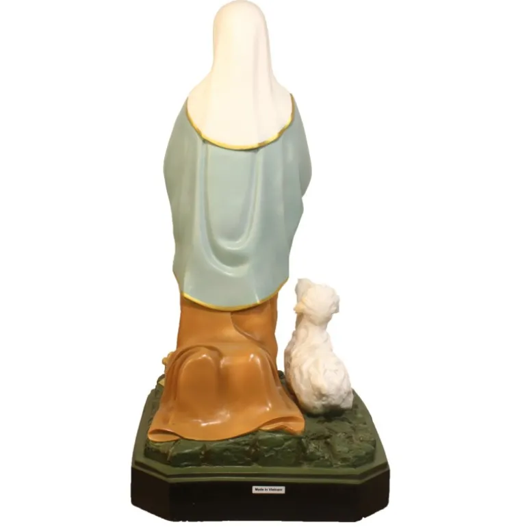 Palais du Rosaire Statue de Bernadette à genoux 50cm avec un mouton^ Statue De Sainte Bernadette