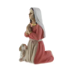 Palais du Rosaire Statue de Bernadette et un mouton en résine colorée 18cm^ Statue De Sainte Bernadette