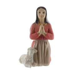 Palais du Rosaire Statue de Bernadette et un mouton en résine colorée 18cm^ Statue De Sainte Bernadette