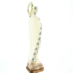 Palais du Rosaire Statue de 21cm résine de Notre Dame de Lourdes avec un manteau de fleurs^ Statue De Notre Dame De Lourdes