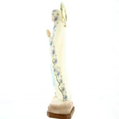 Palais du Rosaire Statue de 21cm résine de Notre Dame de Lourdes avec un manteau de fleurs^ Statue De Notre Dame De Lourdes