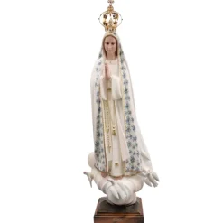 Palais du Rosaire Statue de Fatima vêtue de son manteau fleuri bleu 95 cm^ Statue De Grande Taille | Statue Vierge De Fatima