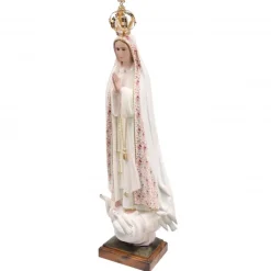 Palais du Rosaire Statue de Fatima vêtue de son manteau fleuri rose 95 cm^ Statue De Grande Taille | Statue Vierge De Fatima