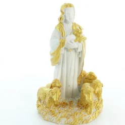 Palais du Rosaire Statue de Jésus Berger blanche et dorée de 10cm^ Jésus Miséricordieux