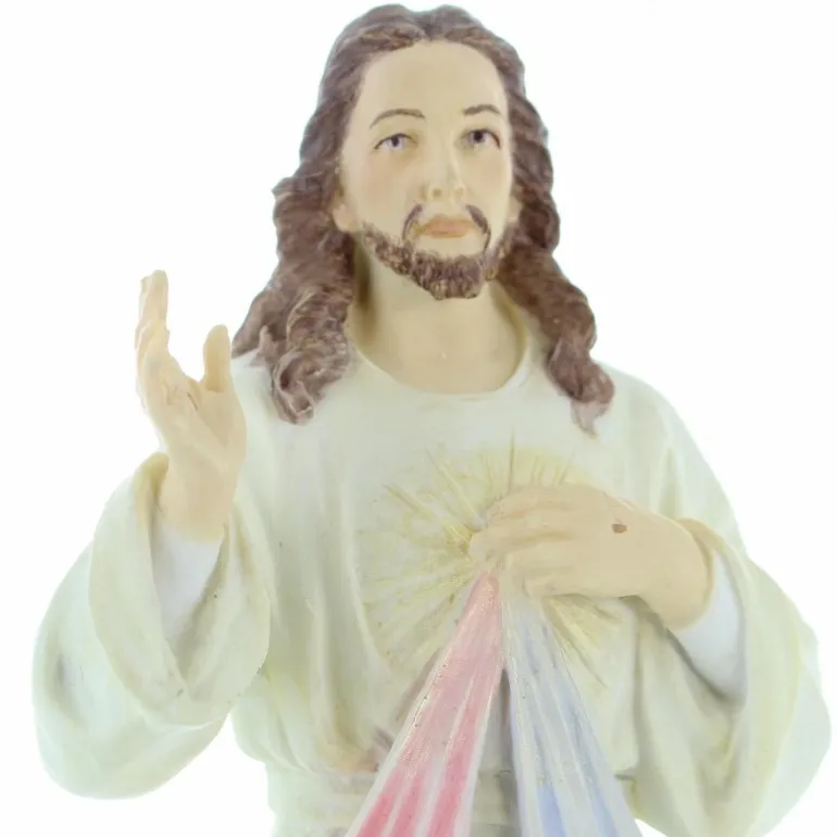 Palais du Rosaire Statue de Jésus Miséricordieux en résine ivolite 21cm^ Jésus Miséricordieux