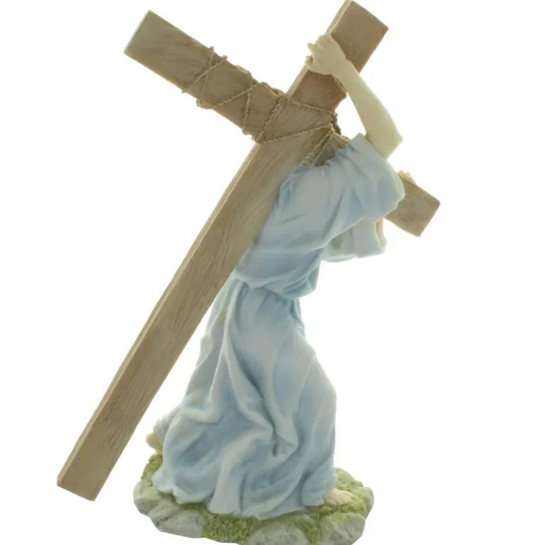 Palais du Rosaire Statue de Jésus portant sa croix en résine 30cm^ Jésus Miséricordieux