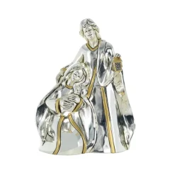 Palais du Rosaire Statue de la Sainte Famille argentée bicolore 17cm^ Statue En Bronze Et Métal | Statue De La Sainte Famille