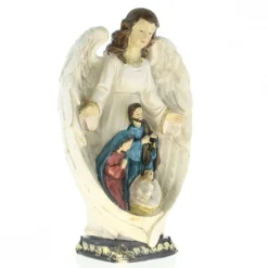 Palais du Rosaire Statue de la Sainte Famille dans un Ange de 20cm en résine^ Statue De La Sainte Famille | Statue Ange