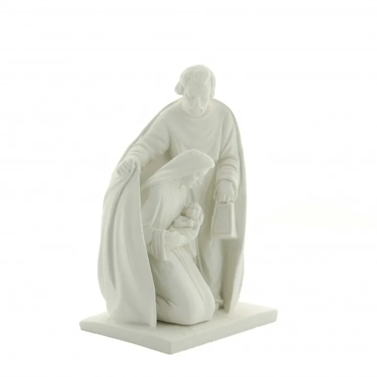 Palais du Rosaire Statue de la Sainte Famille en albâtre blanche 17cm^ Statue De La Sainte Famille