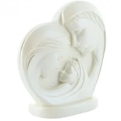 Palais du Rosaire Statue de la Sainte Famille en forme de Coeur et en résine blanche^ Cadre Religieux