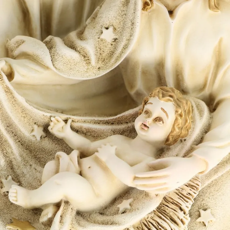Palais du Rosaire Statue de la Sainte Famille en résine blanche patinée 40cm^ Statue De La Sainte Famille