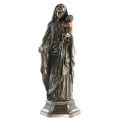 Palais du Rosaire Statue de la Vierge à l'Enfant bronze coulé à froid 20cm^ Statue Funéraire | Statue En Bronze Et Métal
