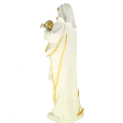 Palais du Rosaire Statue de la Vierge à l'Enfant en résine blanche et pailletée 19cm^ Autres Statues De La Vierge