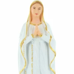Palais du Rosaire Statue de la Vierge de Lourdes blanche et dorée 18cm^ Autres Statues De La Vierge
