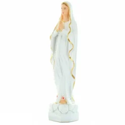 Palais du Rosaire Statue de la Vierge de Lourdes blanche et dorée 18cm^ Autres Statues De La Vierge