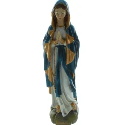 Palais du Rosaire Statue de la Vierge Marie en résine avec un voile bleu et doré 40cm^ Statue De Notre Dame De Lourdes