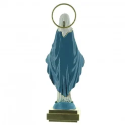 Palais du Rosaire Statue de la Vierge Miraculeuse en résine robe fleurie et manteau bleu 16cm^ Statue Vierge Miraculeuse