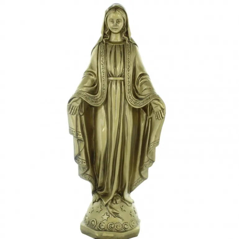 Palais du Rosaire Statue de la Vierge Miraculeuse de 43cm en résine imitation Bronze^ Statue Vierge Miraculeuse