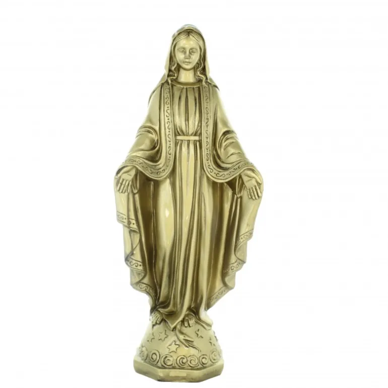 Palais du Rosaire Statue de la Vierge Miraculeuse de 43cm en résine imitation Bronze^ Statue Vierge Miraculeuse