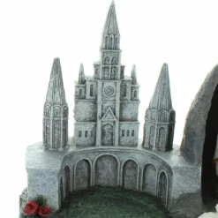 Palais du Rosaire Statue de l'Apparition et de la Basilique de Lourdes en résine 13cm^ Statue De Notre Dame De Lourdes