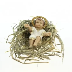 Palais du Rosaire Statue de l'Enfant Jésus dans de la véritable paille^ Décoration De Noël | Crèche