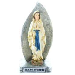 Palais du Rosaire Statue de Notre Dame de Lourdes en résine colorée avec socle argenté 13cm^ Statue De Notre Dame De Lourdes