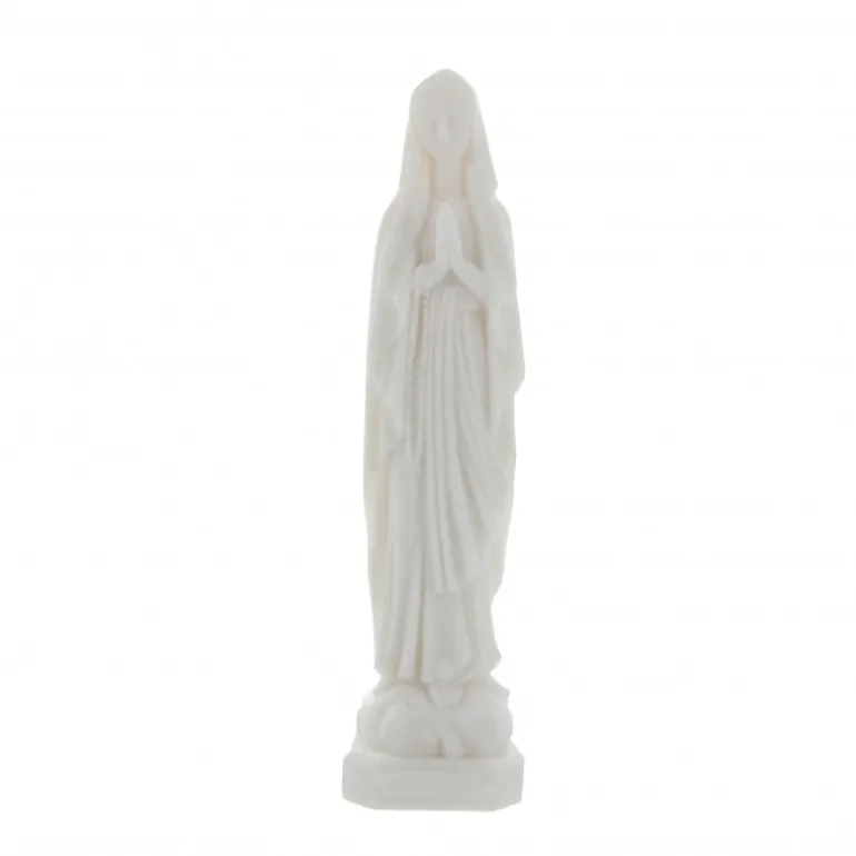 Palais du Rosaire Statue de Notre Dame de Lourdes en albâtre blanche 20 cm^ Statue De Notre Dame De Lourdes