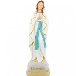 Palais du Rosaire Statue de Notre Dame de Lourdes avec liseret pailleté doré résine de 40cm^ Statue De Notre Dame De Lourdes
