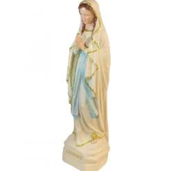 Palais du Rosaire Statue de Notre Dame de Lourdes en résine imitation bois et paillettes 60 cm^ Statue De Notre Dame De Lourdes