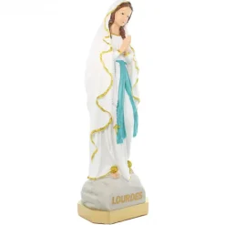 Palais du Rosaire Statue de Notre Dame de Lourdes avec liseret pailleté doré en résine de 60cm^ Statue De Grande Taille | Statue De Notre Dame De Lourdes