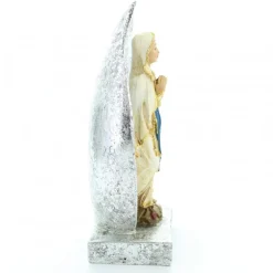 Palais du Rosaire Statue de Notre Dame de Lourdes en résine colorée avec socle argenté 13cm^ Statue De Notre Dame De Lourdes