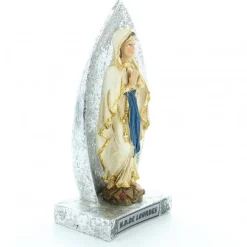 Palais du Rosaire Statue de Notre Dame de Lourdes en résine colorée avec socle argenté 13cm^ Statue De Notre Dame De Lourdes